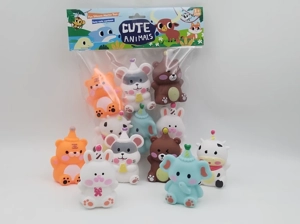 Vinyl 6 Animals with BB Whistle, PVC Header Bag