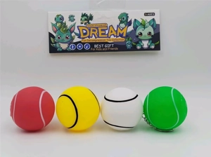 Vinyl 4 Tennis Balls with BB Whistle, Assorted Colors, PVC Header Bag