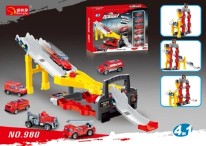 Fire-themed Track Car with 6 Cars