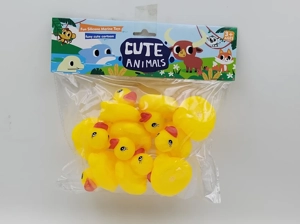 Vinyl 9 Medium Yellow Ducks with BB Whistle, PVC Header Bag