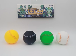 Vinyl 4 Baseballs with BB Whistle, Assorted Colors, PVC Header Bag
