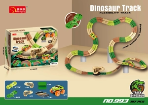 Suction Cup Building Block Track (Electric) with Dinosaur Cave