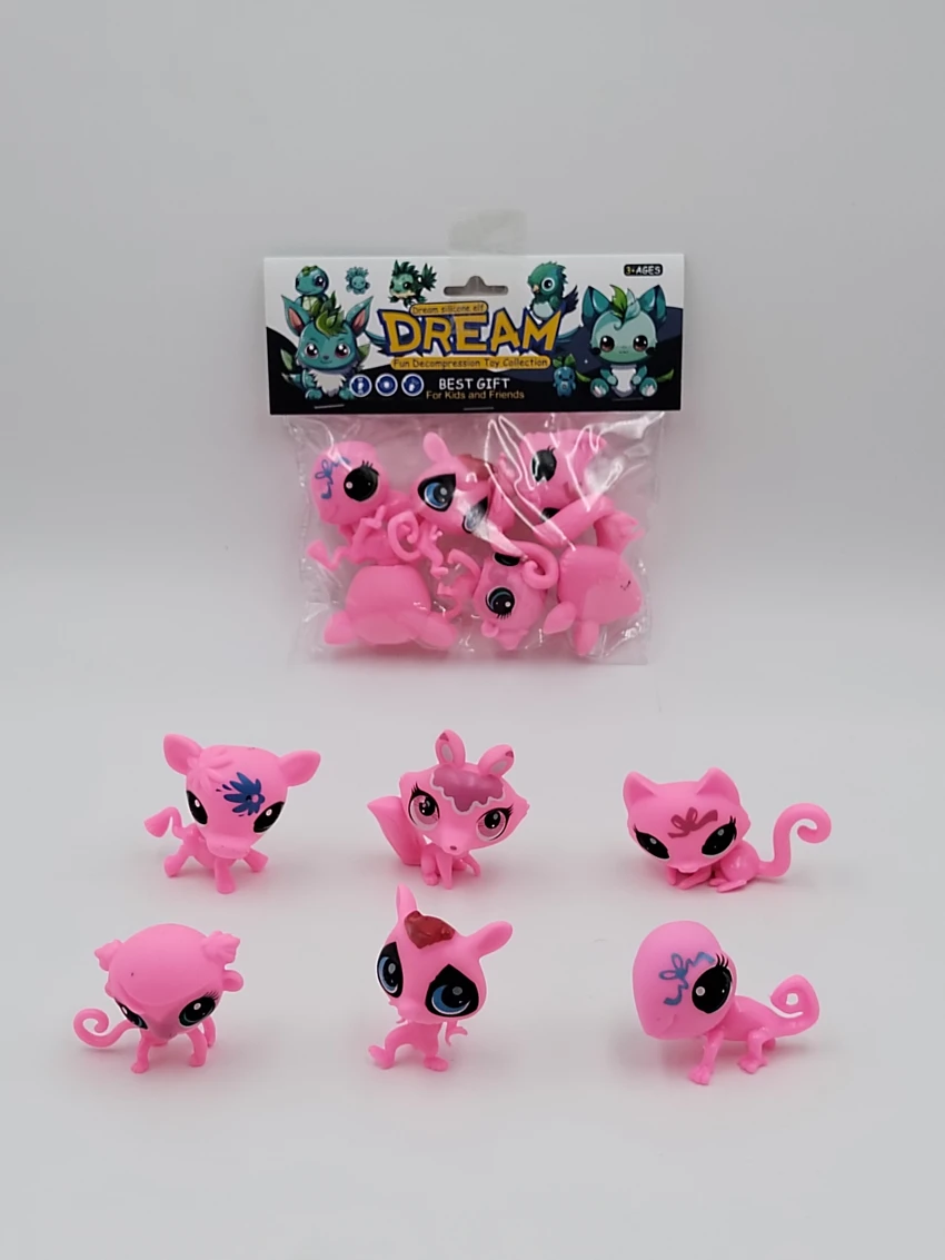 Soft Vinyl 6 Cute Pets, PVC Header Bag