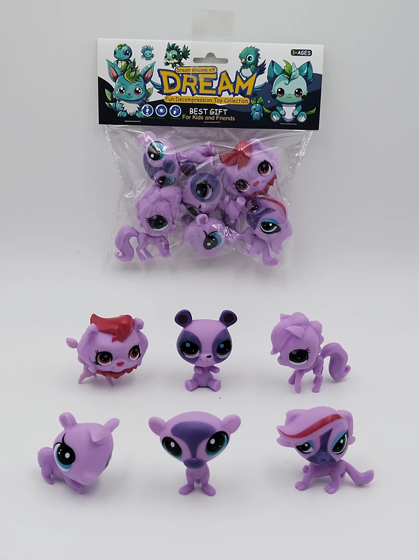 Soft Vinyl 6 Cute Pets, PVC Header Bag