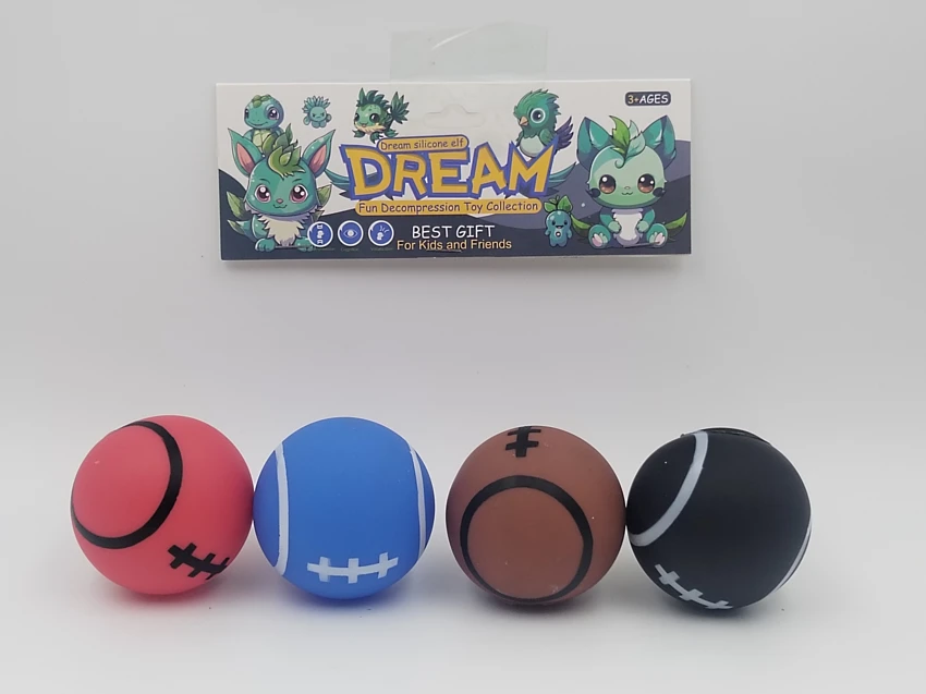 Vinyl 4 Rugby Balls with BB Whistle, Assorted Colors, PVC Header Bag