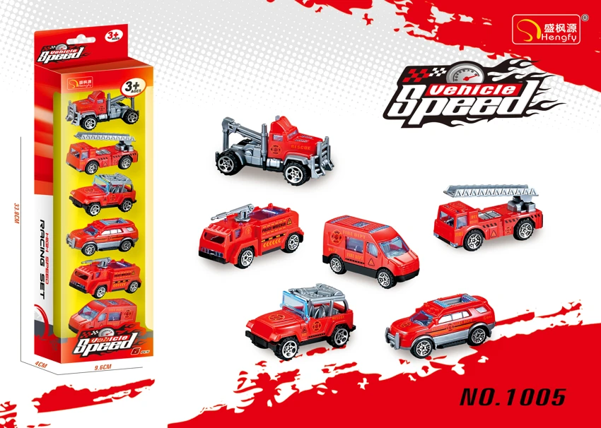 6 Gliding Fire Trucks (Strip Pack)