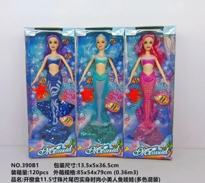 Window Box 11.5-inch solid body fashion little mermaid doll with sequin tail (assorted colors)