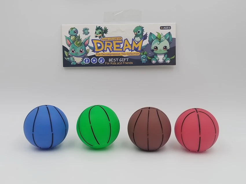 Vinyl 4 Basketballs with BB Whistle, Assorted Colors, PVC Header Bag