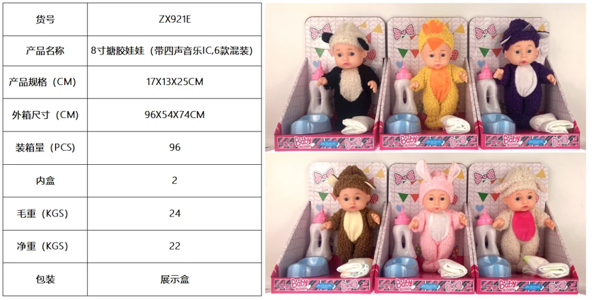 ตุ๊กตาหุ่นยนต์ 8 นิ้ว (มีไอซีเพลงสี่เสียง 6 แบบผสม)