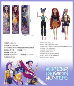 11.5" Solid Body 11-Jointed K-POP Huntress Girl Group Lumi, Mira, Zoe Doll with Colorful Lights, Music & Theme Song (Single Pack)