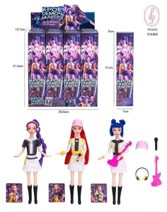 11.5" Solid Body 11-Jointed K-POP Huntress Girl Group Lumi, Mira, Zoe Doll with Colorful Lights, Music & Theme Song (Pack of 12)