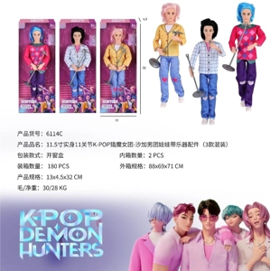 11.5 Inch Solid Body 11 Joint K-POP Witch Hunt Girl-Saga Boy Group Doll dengan aksesoris instrumen (3 campuran)