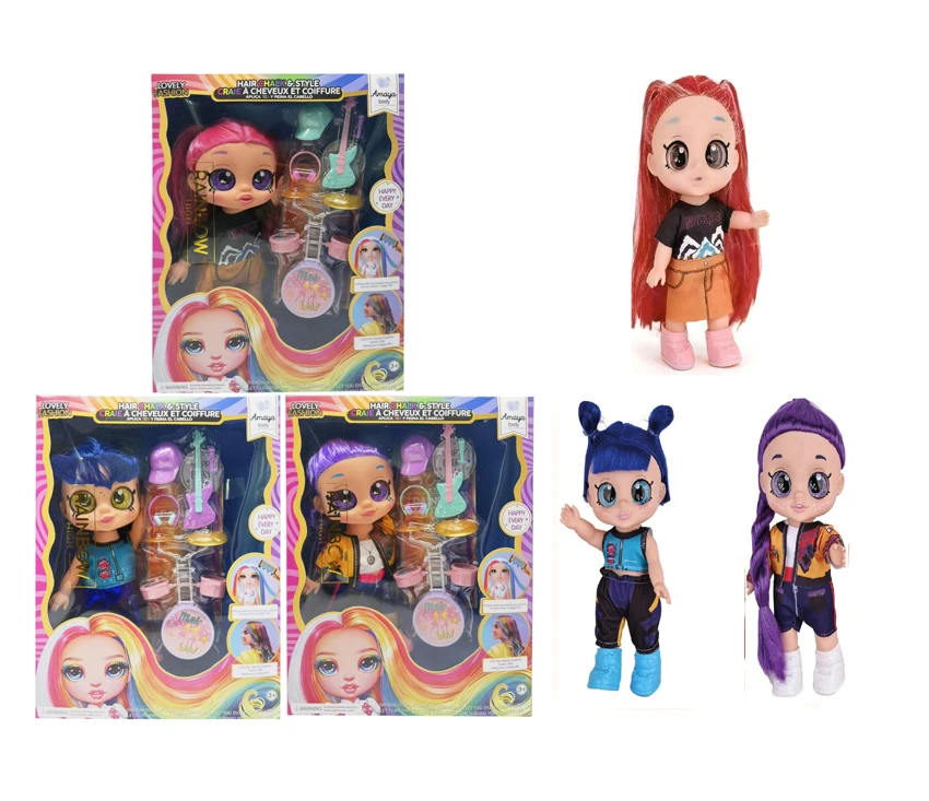 Kartun 5D ( menggelengkan kepala) Mata sebenar 14 inci penuh ) Fungsi boneka pemburu iblis dengan lagu tema muzik dengan gong dan drum set tema muzik 3 jenis campuran