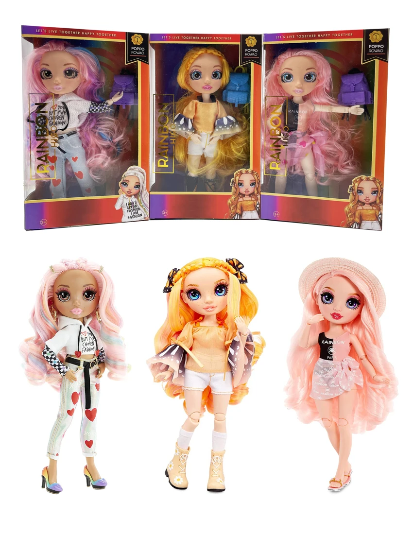 Hadiah premium tema 1 kepada 1 10 inci 12 sendi padat kaca sebenar mata Rainbow tinggi kejutan pelangi sekolah menengah bayi dengan pelangi beg sekolah 3 campuran