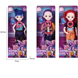 K-POP boneka setan berburu versi hidup 12 inci 12 sendi bola mata nyata tubuh Barbie dengan cahaya berwarna-warni musik tiga campuran.
