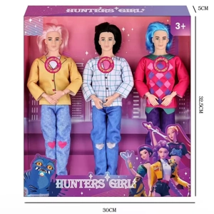 1 ต่อ 1 K-POP ล่าปีศาจชาย รุ่น 11.5 นิ้ว 12 ข้อ ตัวยึด พร้อมไฟสีสัน เพลงธีม Baby กระโปรงเด็ก ซาก้า บาร์บี้ 3 คน ผสม