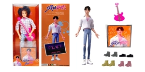 1 ke 1 K-POP kumpulan lelaki berburu setan versi animasi 11.5 inci 11 sendi badan pepejal Jinu Tae Woo dengan kad emas mince   Membawa sepasang gitar