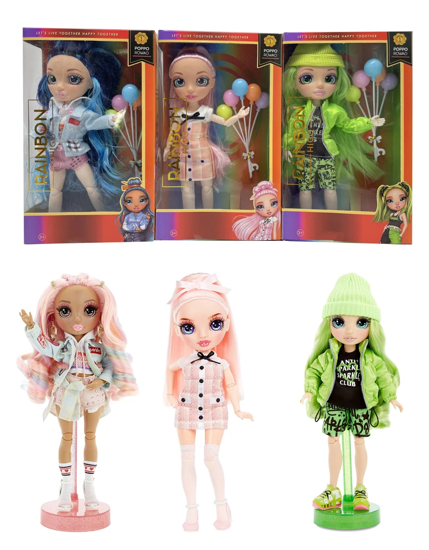 Hadiah kelas atas tema 1 - to - 1 10 inci 12 sendi padat mata kaca asli Rainbow tinggi kejutan pelangi bayi sekolah menengah dengan balon 3 campuran