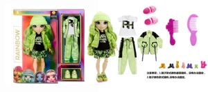 Topik Fesyen Tinggi 1 kepada 1   10 inci 12 sendi pepejal kaca sebenar mata pelangi tinggi kejutan pelangi sekolah menengah bayi dengan sisir besar. 2 pasang kasut dengan 3 set tinggi