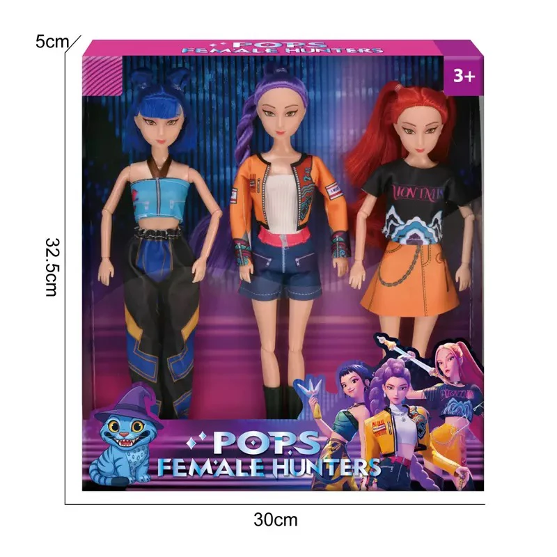 K-POP เวอร์ชั่น 11.5 นิ้ว 12 ข้อ รุ่นทึบ รูมี่ รูมี่ เล่นเพลง บาร์บี้ 3 คน ผสม