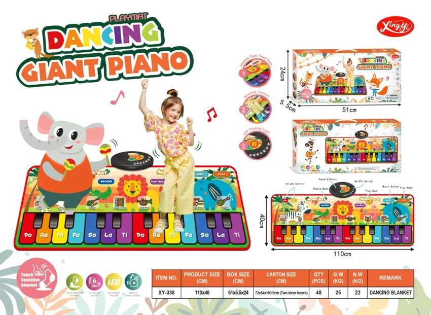 ผ้าห่มอิเล็กทรอนิกส์ 14 ปุ่ม พร้อมไฟ 7 ดวง,   3 AA ไม่รวมไฟฟ้า (สัตว์)       ข้อมูลจําเพาะของผ้าห่ม 110 * 38 ซม