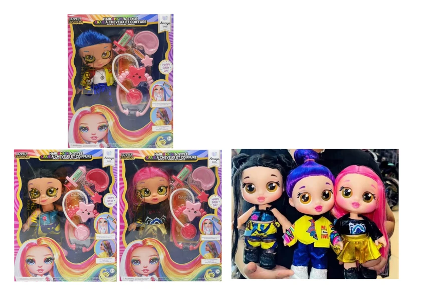 Cartoon 5D shaking head 14-inch full vinyl demon doll with real eyes, built-in music and theme song, medical tool theme set, 3 styles assorted