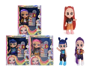 Kartun 5D ( menggelengkan kepala) Mata sebenar 14 inci penuh ) Fungsi boneka pemburu iblis dengan muzik tema pita perlumbaan klip rambut, set kuku tangan tema 3 campuran