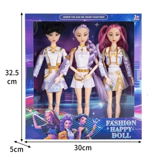 K-POP Huntress Girl Group Live Action Version, 11.5-inch 12-joint solid body Barbie of Rumi, Zoe and Mira with weapons, 3-character assorted