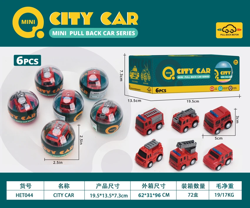 Pull-Back Car Capsule Toy (Fire Fighting)