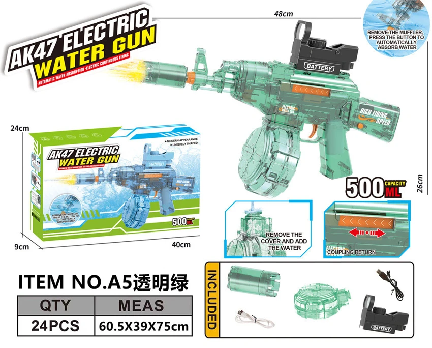 AK47 Laser High-Speed Electric Self-Priming Water Gun with Barrel Nozzle (Water Capacity: 500ML)