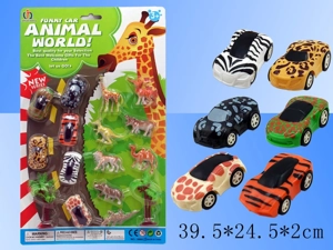6-Piece Blister Pack Animal Pull-back Car