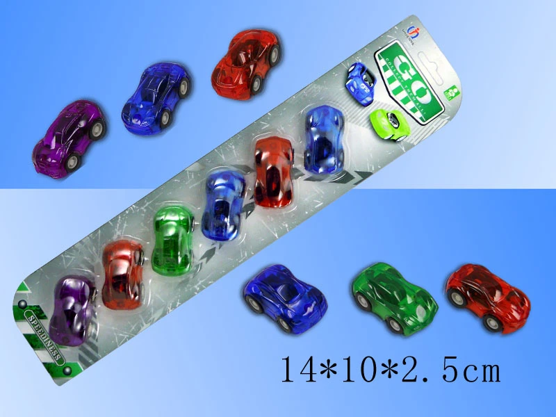 6-Piece Transparent Pull-back Car Blister Pack