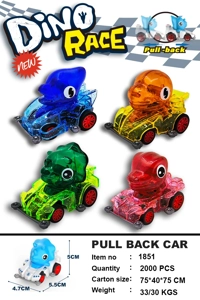 Transparent Dinosaur Pull-back Car