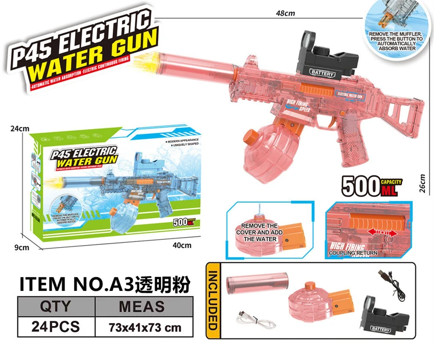 P45 Laser High-Speed Electric Water Gun with Barrel Nozzle (Water Capacity: 500ML)