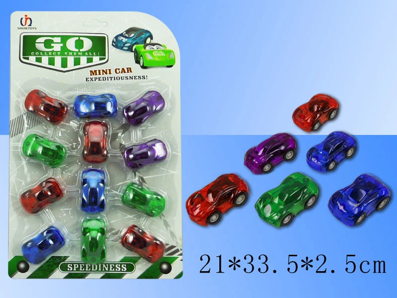 12-Piece Transparent Pull-back Car Blister Pack