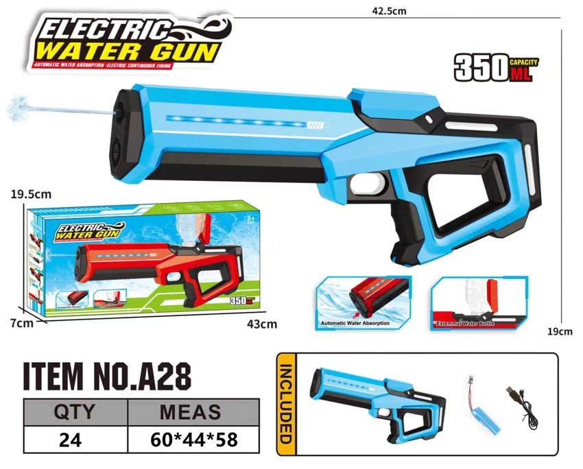 Space Electric High-Speed Burst Water Gun, Self-Priming, Light Version (Water Capacity: 350ML)