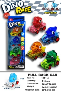 Transparent Dinosaur Pull-back Car