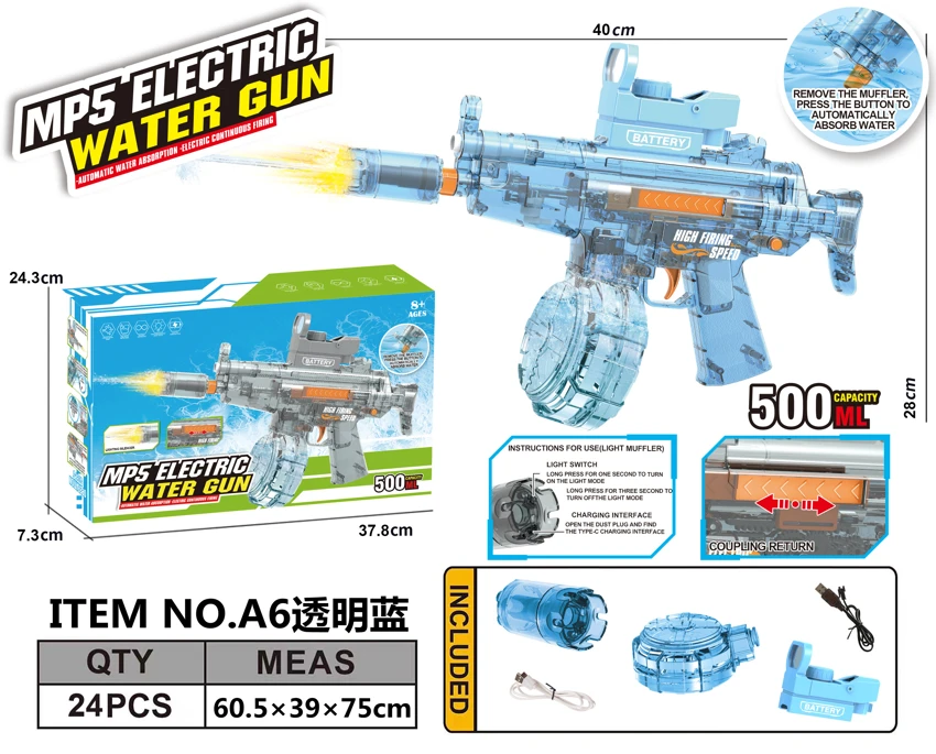 MP5 Laser High-Speed Electric Self-Priming Water Gun with Barrel Nozzle (Water Capacity: 500ML)