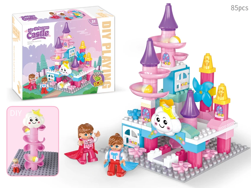 Princess Castle Ball Slide Large Particle Building Blocks Compatible with Lego Kids Desktop Stacking Educational Toy 85PCS