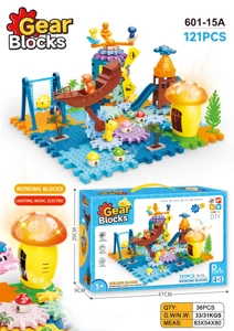 4-in-1 Dinosaur Gear Building Blocks Paradise Educational Toy (Electric, Music & Light) 121PCS