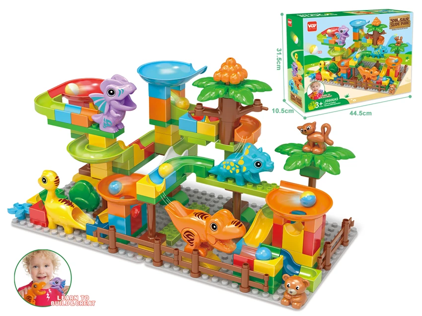 Large Particle 4-style Dinosaur Slide Assembled Building Blocks Educational Toy 135PCS