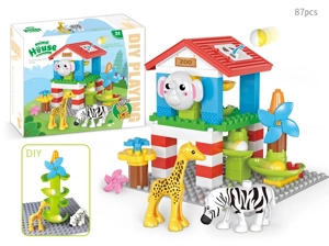 Zoo Elephant Ball Slide Large Particle Building Blocks Compatible with Lego Kids Desktop Stacking Educational Toy 87PCS