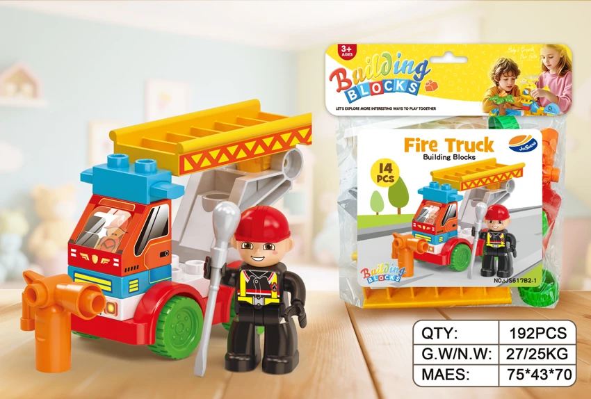 DIY Creative Fire Truck Desktop Large Particle Building Blocks Compatible with Lego Educational Toy 14PCS
