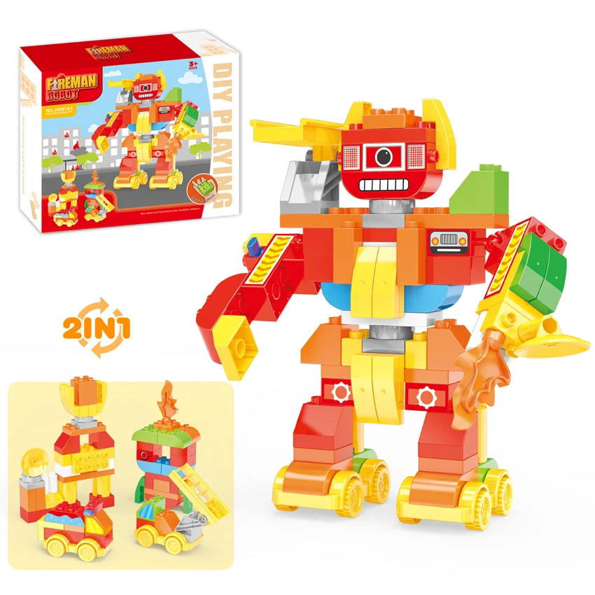 Creative Large Particle Fire Robot Building Blocks – Rotatable Arm Educational Stress Relief Toy