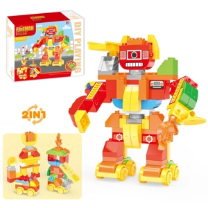Creative Large Particle Fire Robot Building Blocks – Rotatable Arm Educational Stress Relief Toy