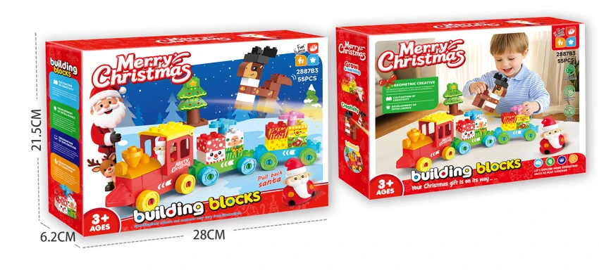 Christmas Santa Train Building Blocks DIY Assembled Educational Toy 55PCS