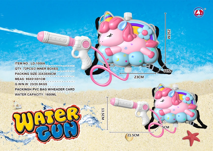 Unicorn Backpack Water Gun