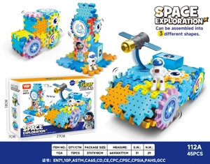 Aerospace Series – Walking Space Transport Tank & Astronaut Rotating Gear Building Blocks Educational Toy (Electric) 45PCS, 4 Styles Mixed Available