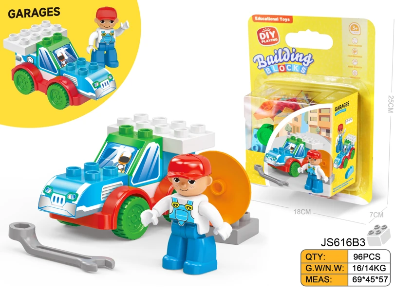 DIY Creative Racing Car & Repair Shop Desktop Large Particle Building Blocks Compatible with Lego Educational Toy 11PCS