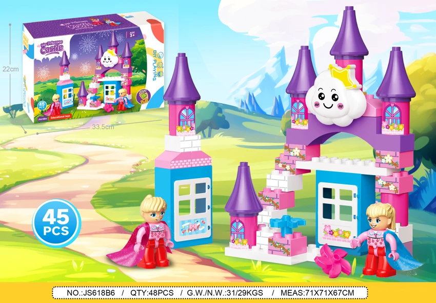 Princess Castle Frozen Series Large Particle Building Blocks Compatible with Lego DIY Assembled Educational Stress Relief Pretend Play Cartoon Toy 45PCS